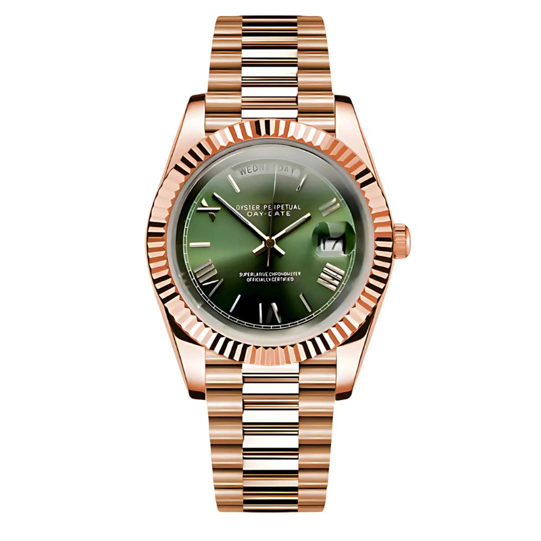 WATCH MOD JUST ROMAN | DATE | ROSE GOLD GREEN