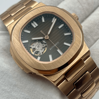 WATCH MOD NAUTIKO | ROSE GOLD BROWN | OPEN HEART