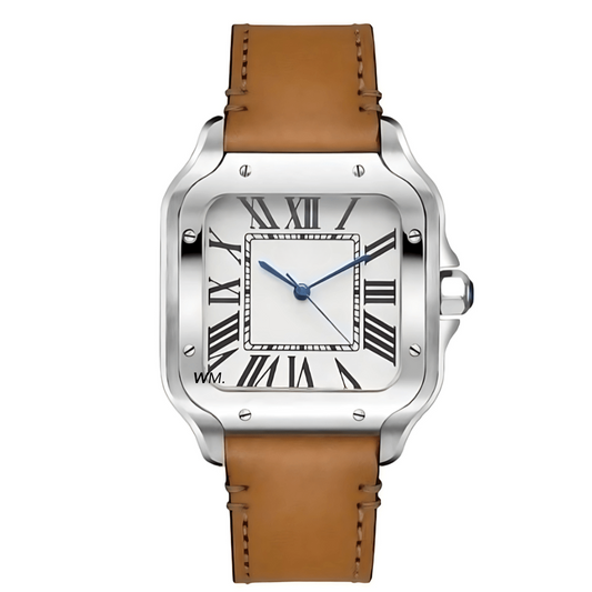 WATCH MOD SANTEIKO | SILVER | BROWN LEATHER STRAP