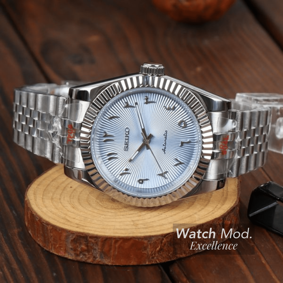WATCH MOD JUST ARABIC DIAL | ICE BLUE RELIEF