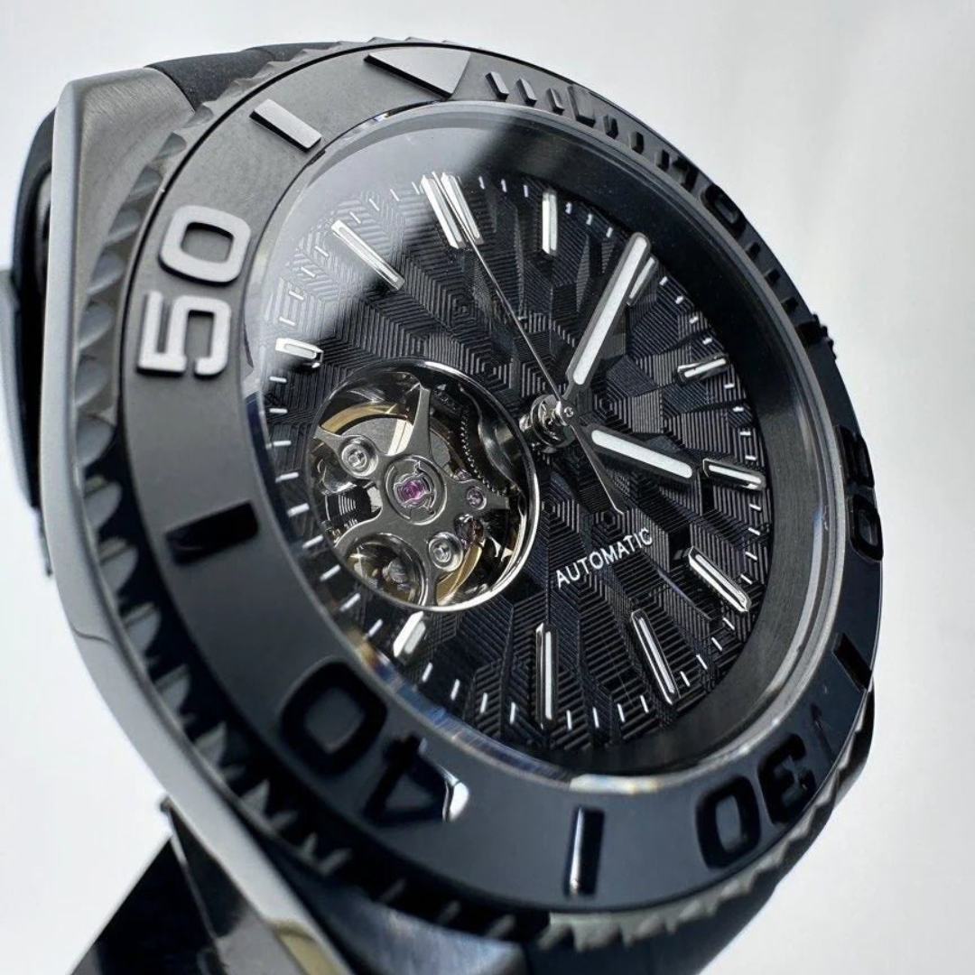 WATCH MOD MARINER | BLACK OPEN HEART | SILICONE STRAP