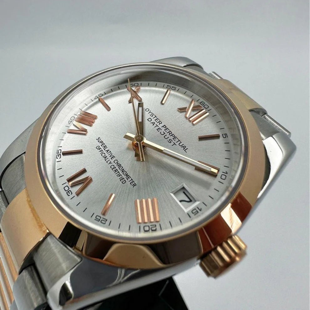 WATCH MOD OYSTEIKO | SILVER ROSE GOLD TWO TONE | OYSTER STRAP